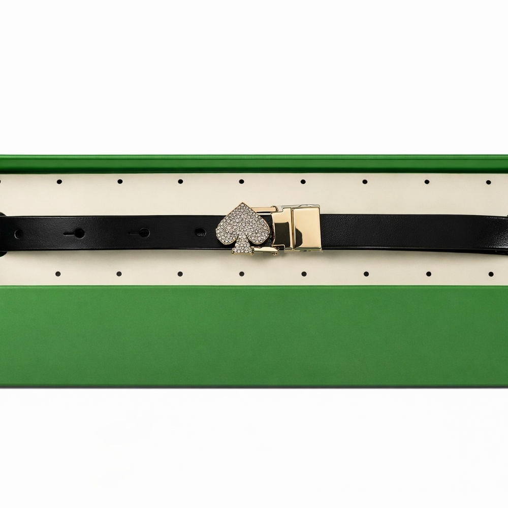 🆕️Kate Spade Black Belt with Sparkling Heart Buckle - Picture 2 of 6